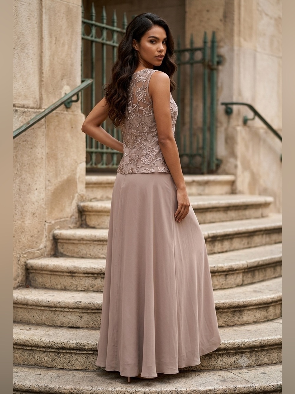 Alex Evenings Rose Gold Embroidered Evening Dress - Picture 2 of 8